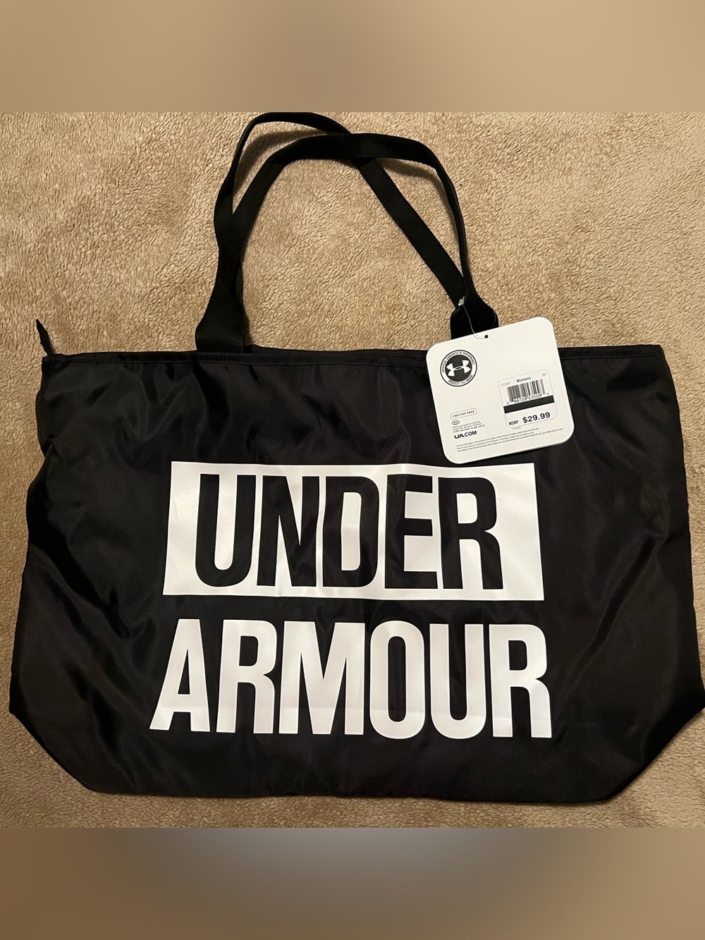 Large Under Armour Black and White Logo Tote Bag - Brand NWT